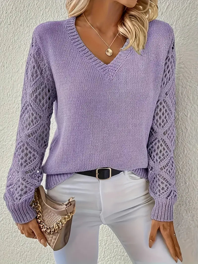 Ashbury™ | Lace-Sleeve Knit Sweater