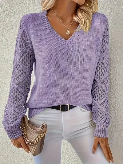 Ashbury™ | Lace-Sleeve Knit Sweater