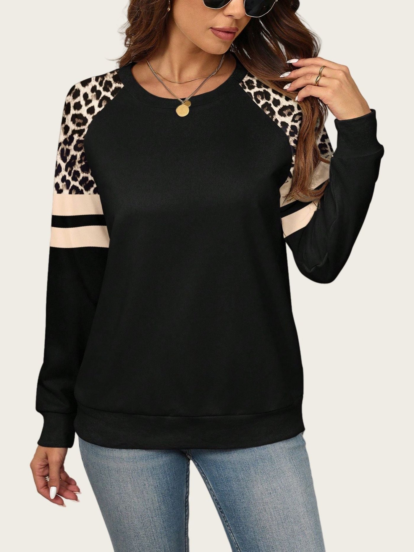 Ashbury™ | Chic Leopard Patch Sweatshirt