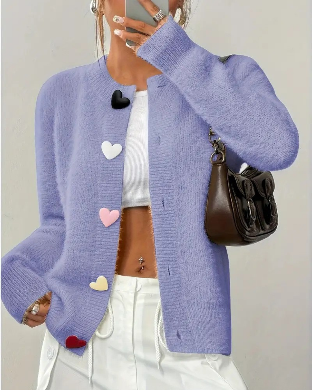 Ashbury™ Heart Button Cardigan