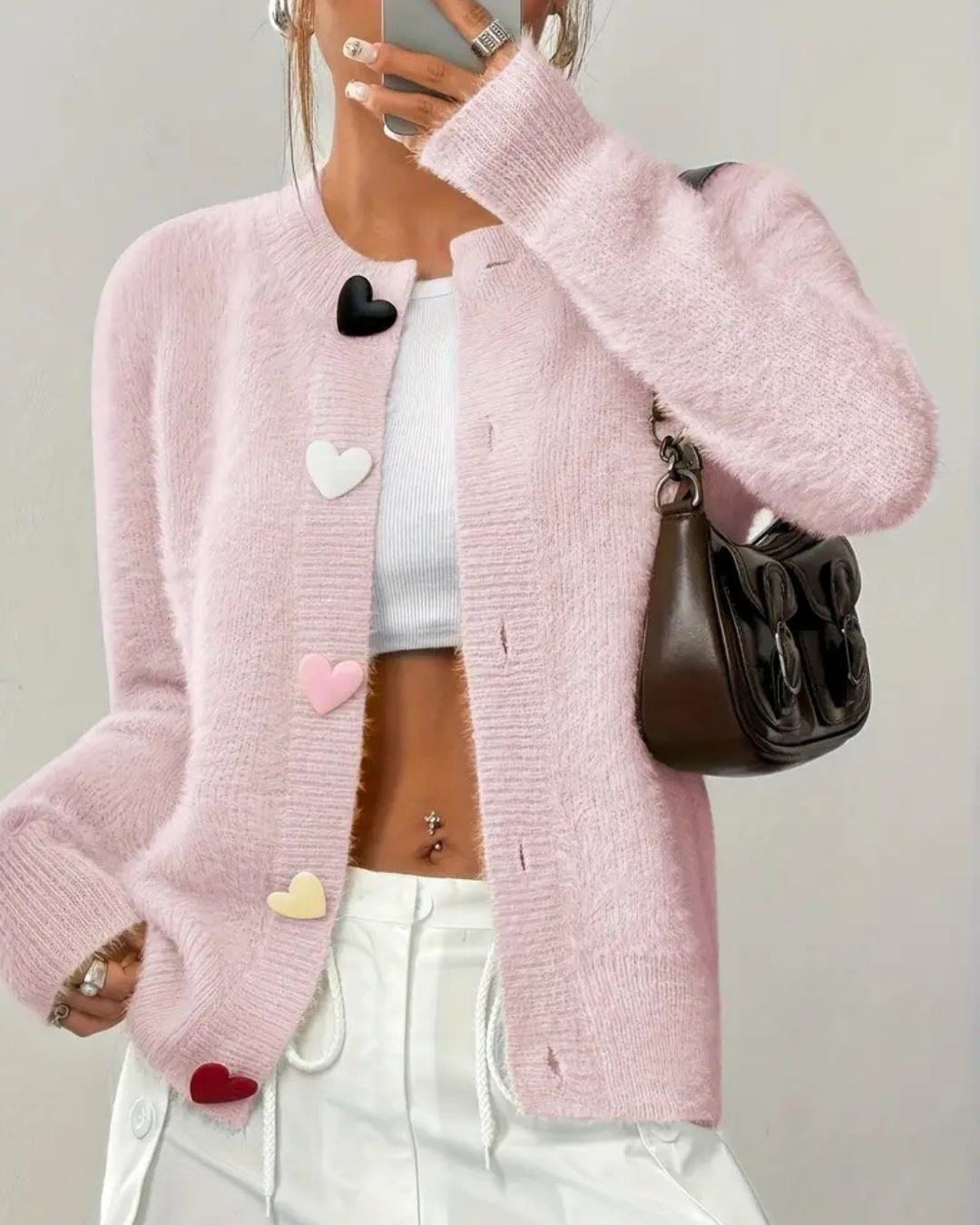 Ashbury™ Heart Button Cardigan