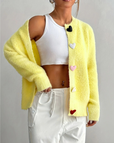 Ashbury™ Heart Button Cardigan
