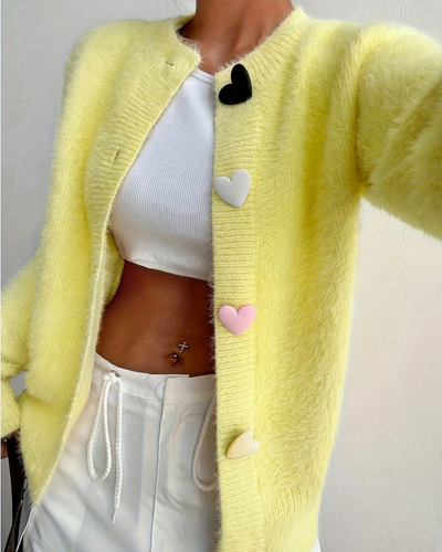 Ashbury™ Heart Button Cardigan