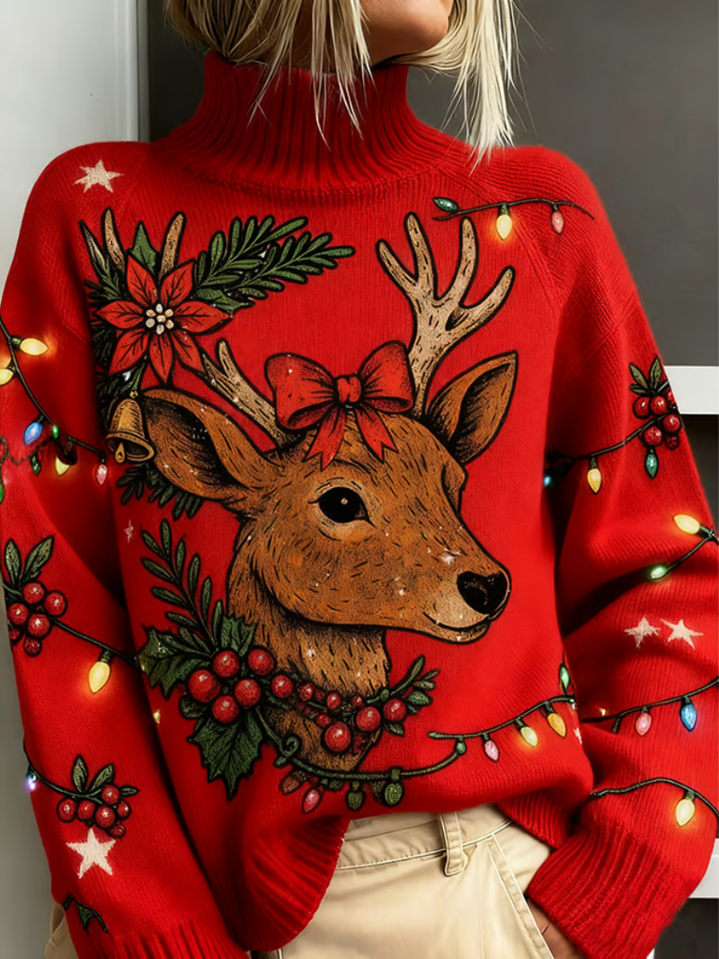 Lisha™ | Casual Deer-Print Sweater